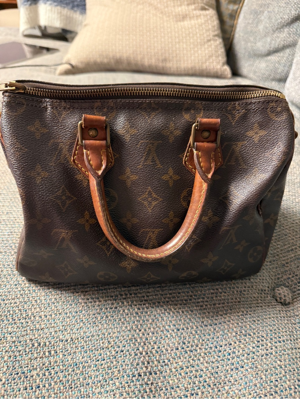 Louis Vuitton Monogram Canvas Satchel in Brown with Tan Handles - Picture 5 of 8